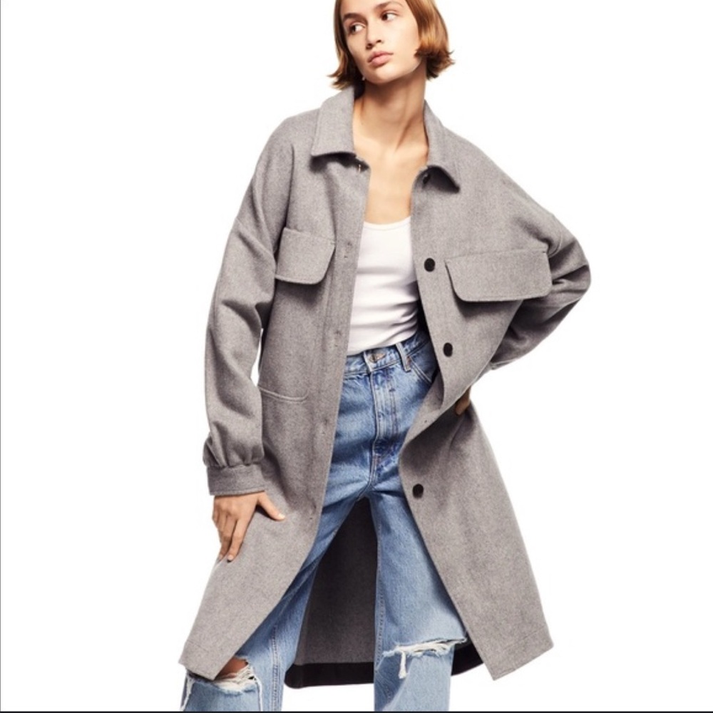 Zara Gray Wool Blend Long Coat